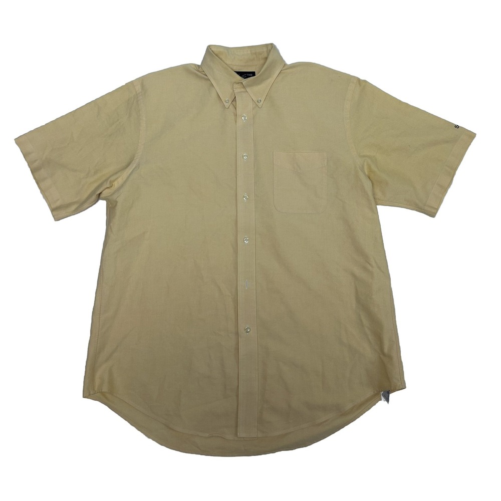 Men's Lands' End Short‎ Sleeve Traditional Fit No Iron Sportshirt Large Yellow